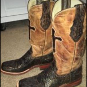 Ferrini embossed cross inlay cowgirl boots